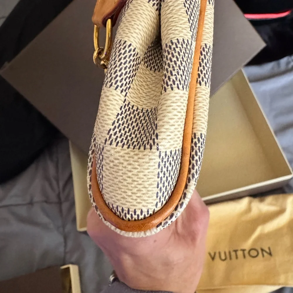 Discontinued Louis Vuitton Damier Azur Eva Gold Accents Dustbag Gift Box/Receipt